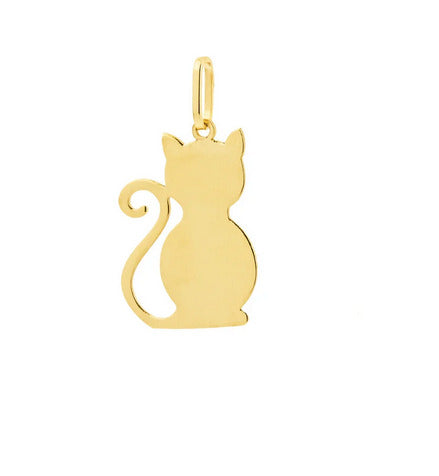 Pingente Pet Gato Ouro 18 k Peso 0.50 Grama 12 mm