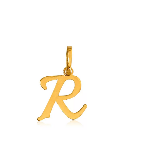 Pingente Retra R Ouro 18 kilates 1.60 Gramas 18 mm Temos todas as Letras