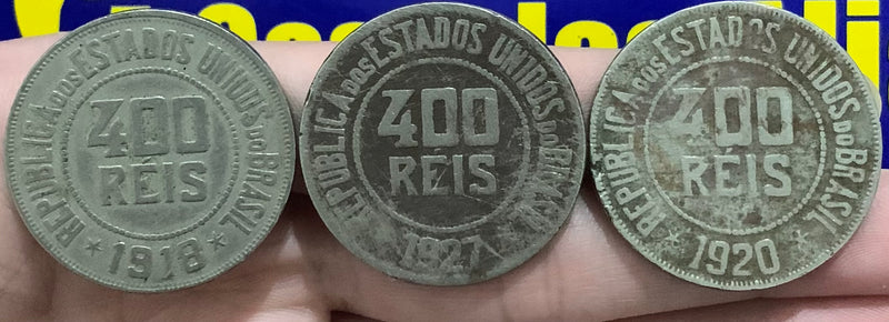 3 Moedas 400 Réis 1918/1920/1927