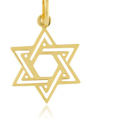 Pingente Estrela de Israel Ouro 18 k Peso 0.50 Grama 10 mm