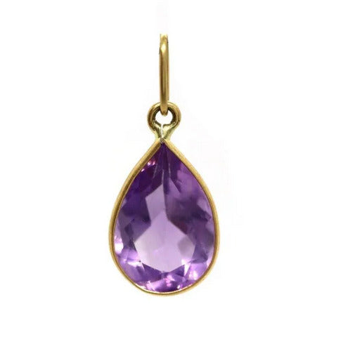 Pingente Gota Lilas ou Verde Zircônia Ouro 18 kilates 5 mm