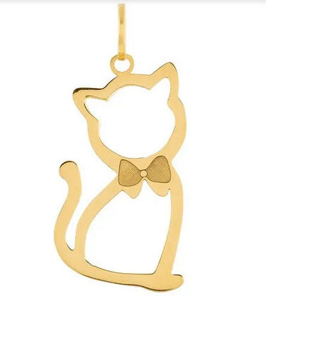 Pingente Gato Pet Ouro 18 k Peso 0.70 Grama 10 mm