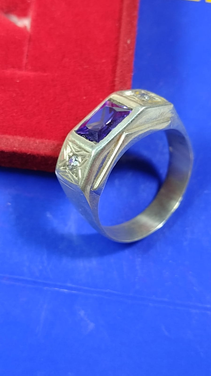 Anel Formatura Masculino Prata 950 Topo 10 mm Pedra 8 x 6 mm Zircônia Todas formaturas e cursos Maciço