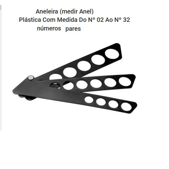 Aneleira (medir Anel) Plástica Com Medida Do Nº 02 Ao Nº 32 números pares Medidas nacional Brasil