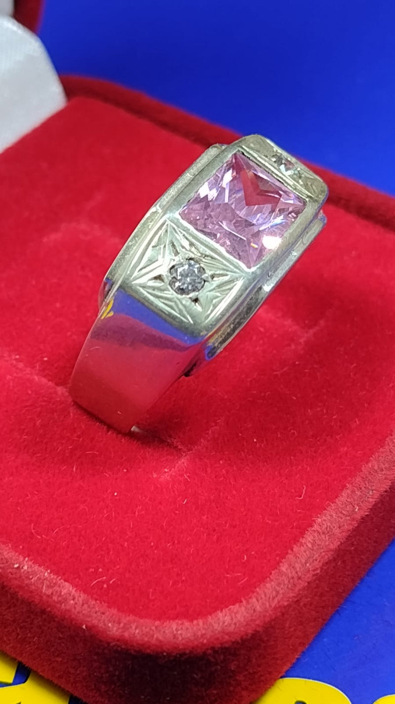 Anel Formatura Prata 950 Topo 10 mm Pedra 8 x 6 mm Zircônia  Todos os Cursos