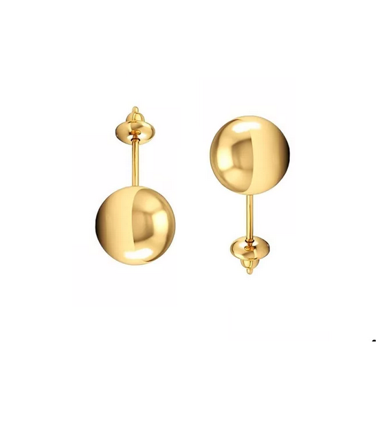 Brinco Bola Amarela 9 Mm De Ouro 18k