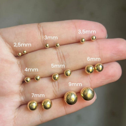 Brinco Bola 6mm Em Ouro 18k 750 Adulto