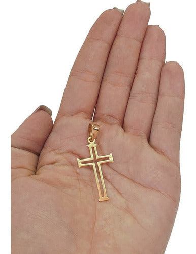 Pingente Crucifixo Em Ouro 18 Kilates 30 mm 2 Gramas