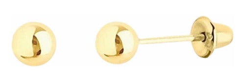 Brinco Infantil Bola 4mm Bebê Recém-nascido Bolinha Ouro 18k