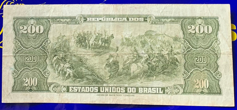 Cédula 200 Cruzeiros Brasil Antigas Coleção Brasil