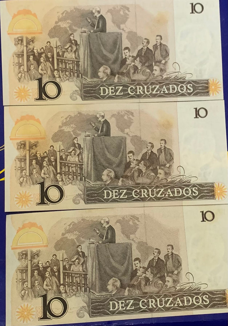 3 Cédulas 10 Cruzados Novas e Raras