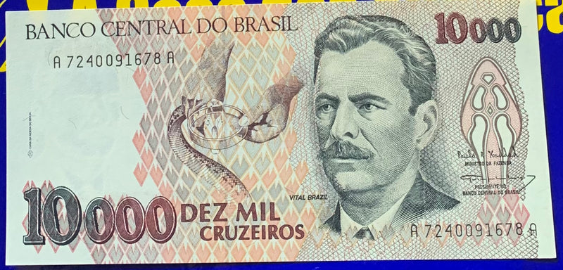 Cédula 10 Mil Cruzeiros Banco Central Brasil