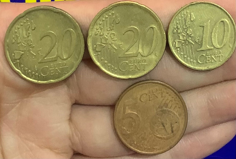 5 Moedas 20 Cent, 10 Cent e 5 Cent de Euro