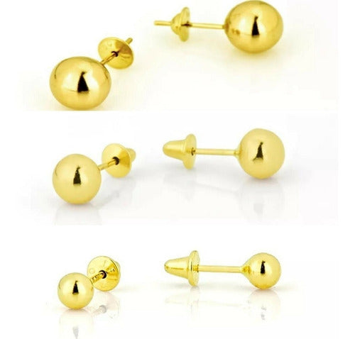 Kit Brincos Bola Bolinha 9mm, 5mm, 3mm Ouro 18k C/ Garantia