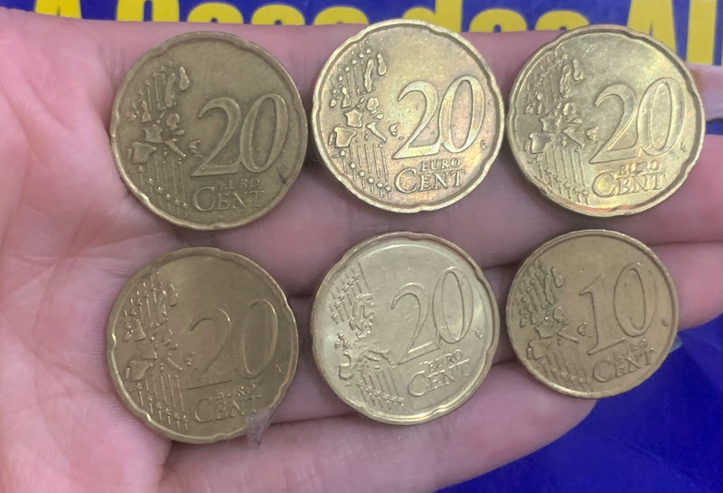 6 Moedas 20 Cent e 10 Cents de Euroo