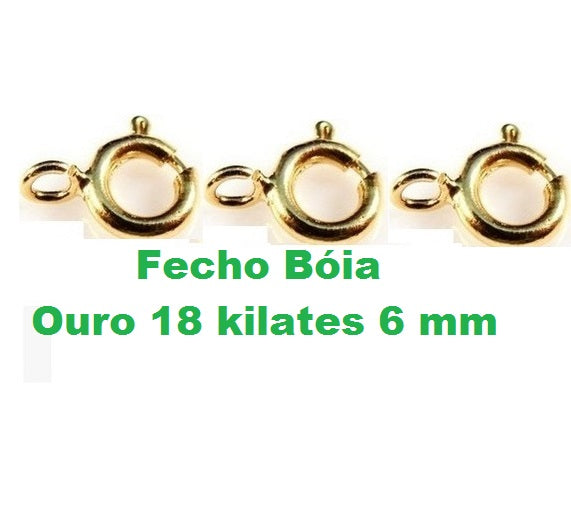 3 Fechos Bóia Ouro 18 kilates 6 mm Para Cordões e Pulseiras