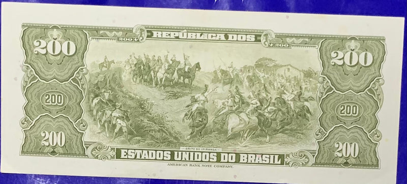 Cédula 200 Cruzeiros Primiera Estampa Nova Antigas Coleção