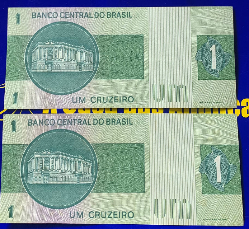 2 Cédulas 1 Cruzeiro Banco Central Do Brasil Antigas Coleção