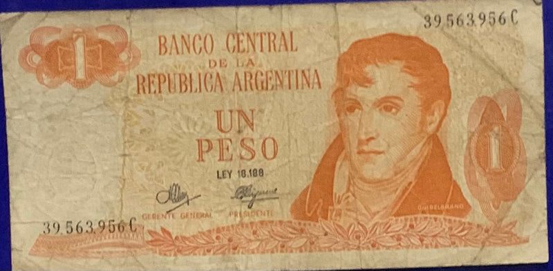 Cédula Un Peso Banco Central De La República Argentina Antigas Coleção