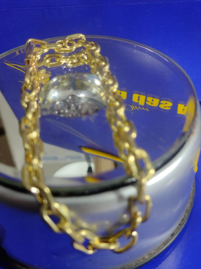 Pulseira Cadeado Ouro 18 kilates 8 gramas 6 mm Oca