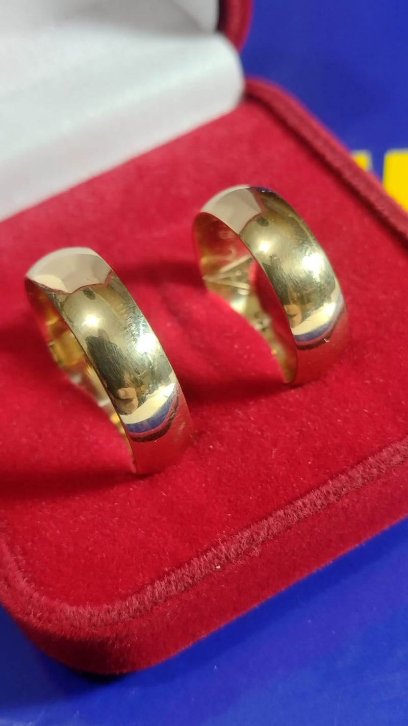 Alianças Par Ouro 18 kilates 10 Gramas 6 mm Casal Ouro 18 k