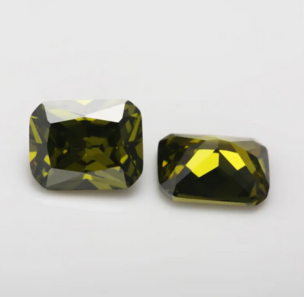 Pedra Zircônias Para Pingente Anel Brincos 8 mm x 10 mm Cor Olive Greem Alta Qualidade