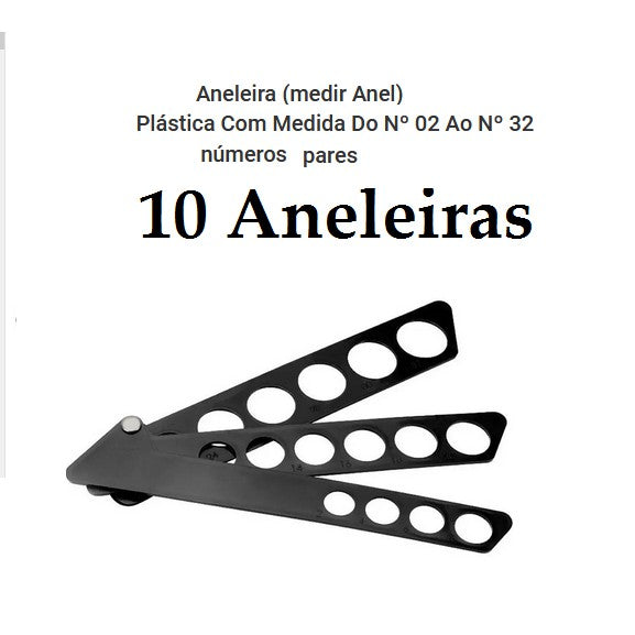 10 Medidores Aneleira (medir Anel) Plástica Com Medida Do Nº 02 Ao Nº 32 números pares Medidas nacional Brasil