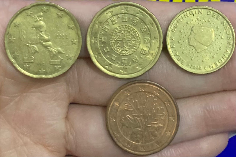 5 Moedas 20 Cent, 10 Cent e 5 Cent de Euro