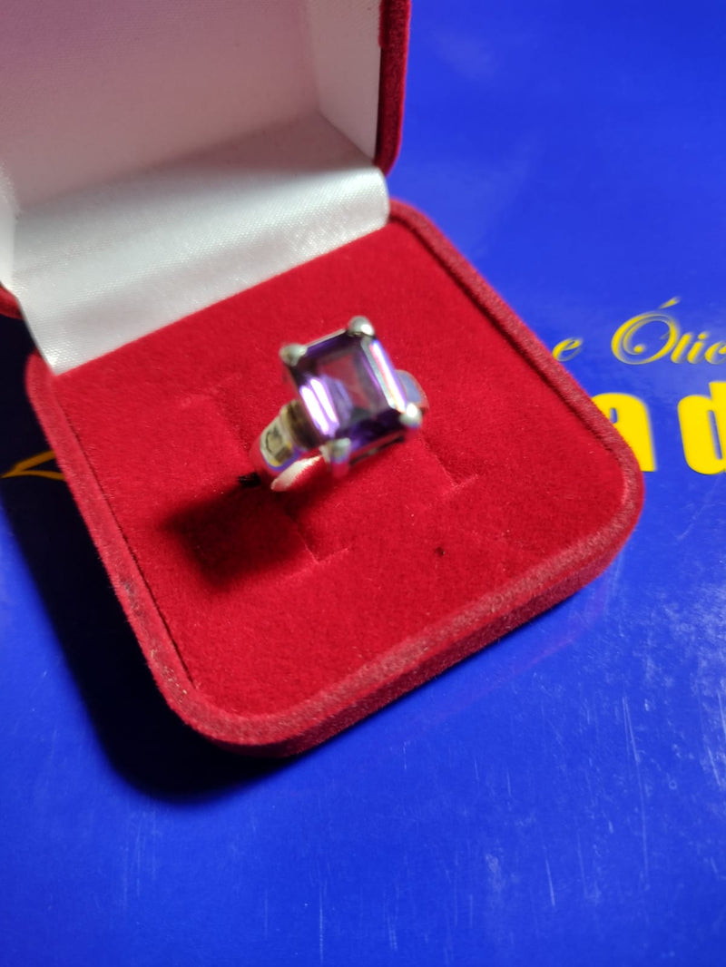 Anel Prata 950 largura 6 mm anel Solitario pedra Zircônia 10 X 6 mm