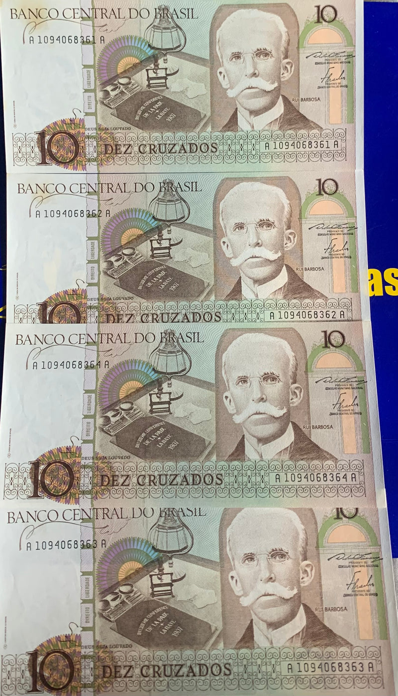 4 Cédulas 10 Cruzados Banco Central do Brasil