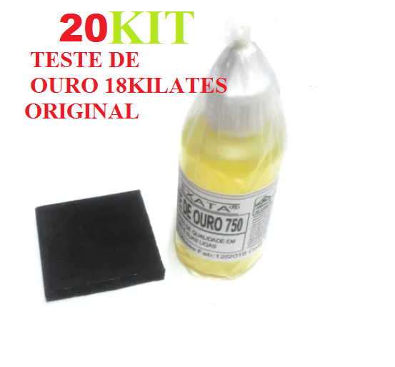 Atacado 20 kit Teste Ouro e Prata Vidro 30 ml mais 20 pedra de 38 mm x 38 mm