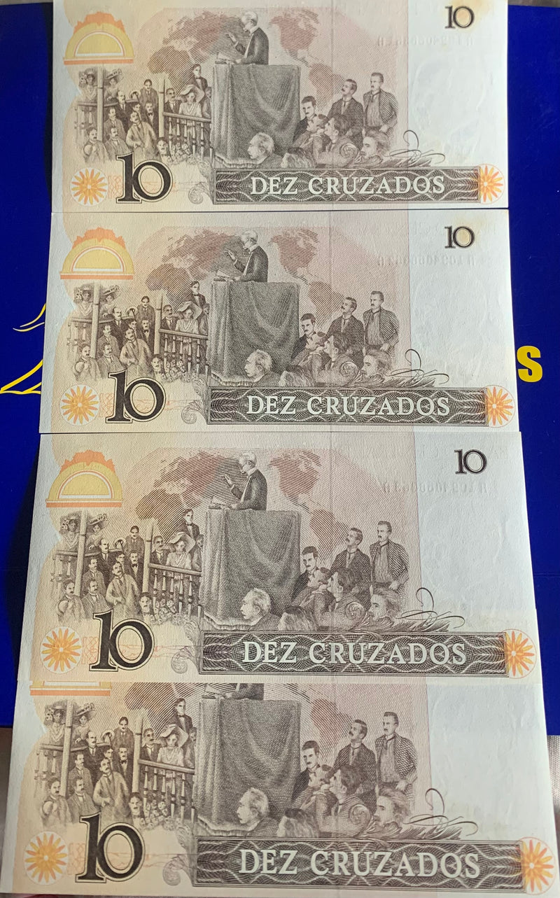 4 Cédulas 10 Cruzados Banco Central do Brasil