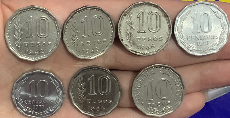 6 Moedas 10 Pesos e 10 Centavos