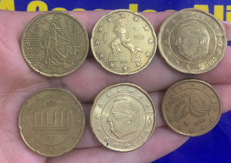 6 Moedas 20 Cent e 10 Cents de Euroo