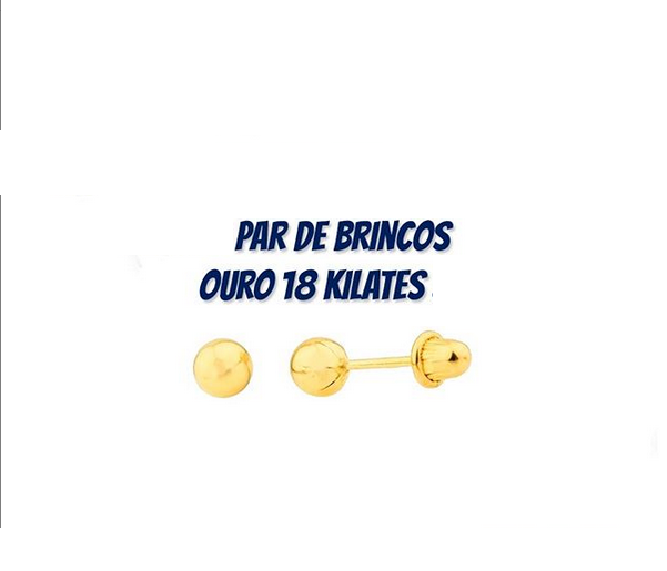 Brinco Bolinha 3mm Ouro 18kilates Baby infantil segudo furo